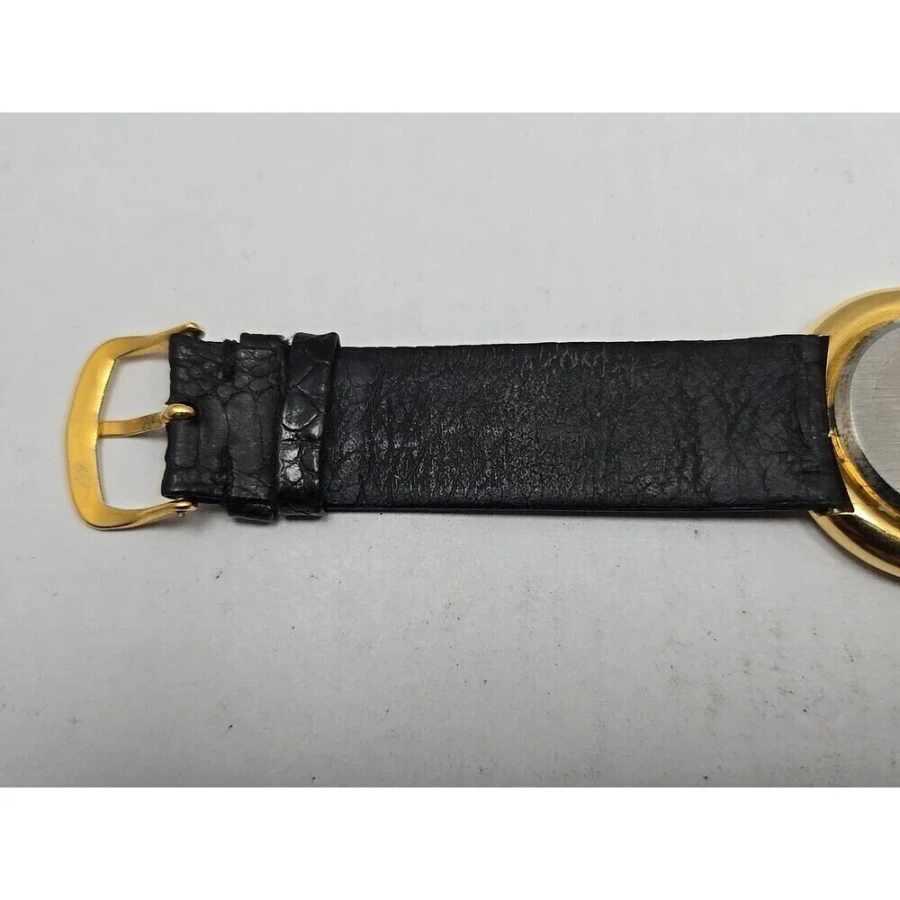 Vintage Jacques Farel Gold Tone Black Roman Dial Womens Quartz Watch New Battery